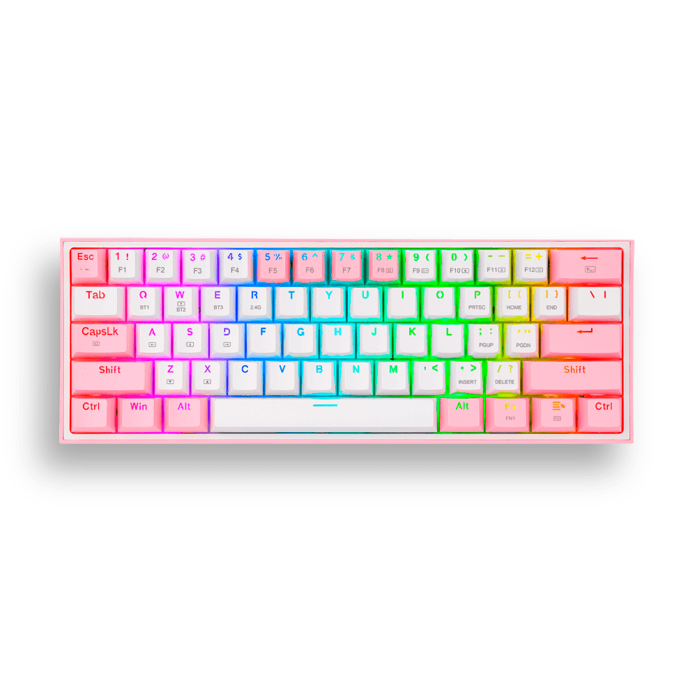 [SPE-20162] TECLADO REDRAGON K616 FIZZ RGB BLANCO ROSA