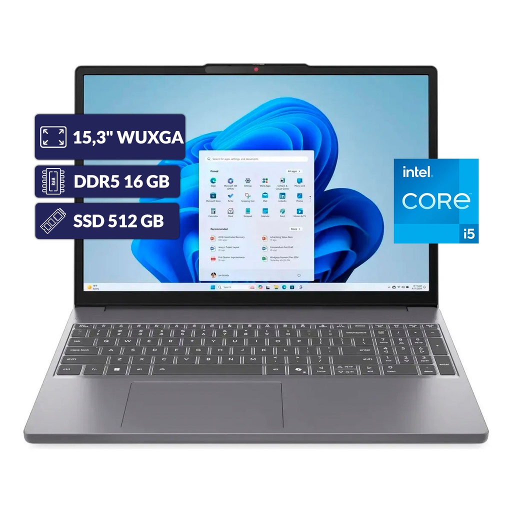LENOVO IDEAPAD SLIM 3 15IRH10/CORE i5 13420H+16GB D5+NVMe 512GB+INTEL GRAPHICS+15,3" WUXGA ANTIRREFLEJO TOUCH GRIS