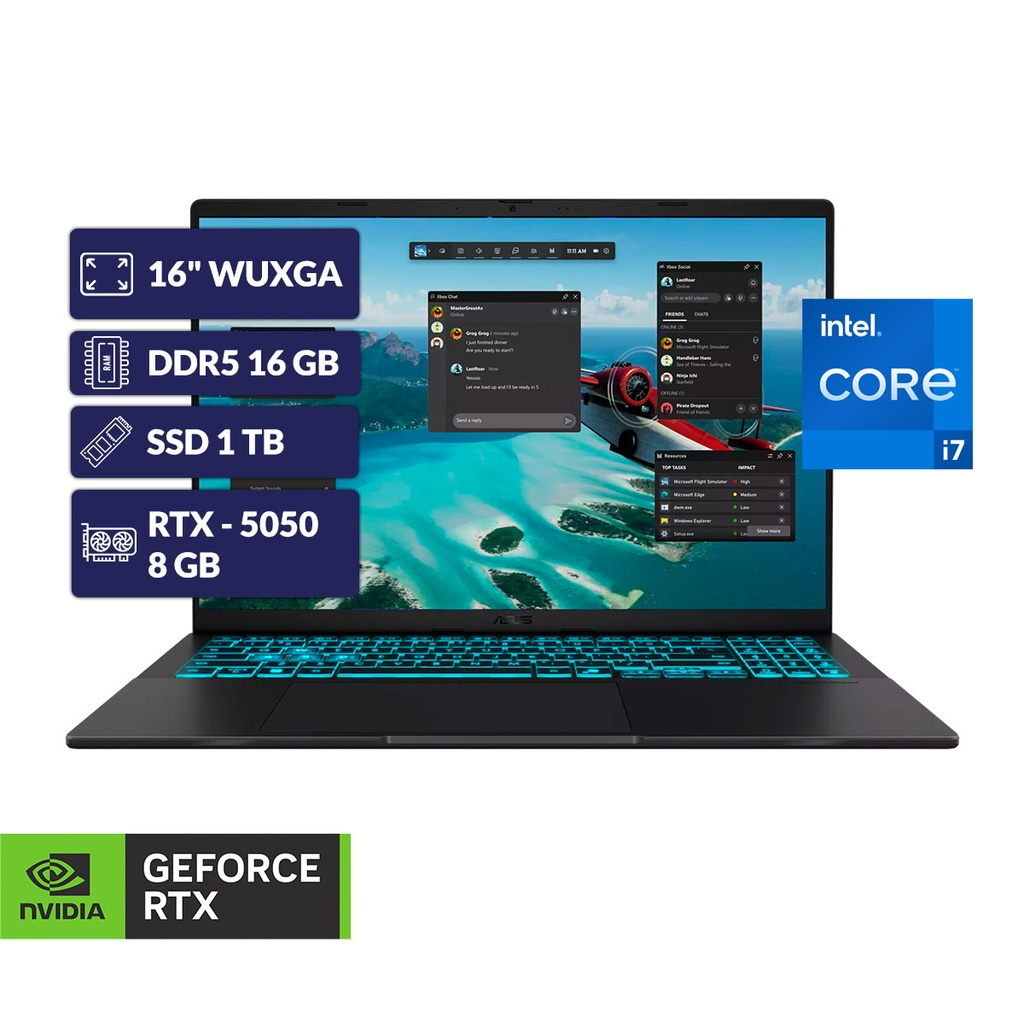 [SPE-52397] ASUS GAMING V3607VH-RP010/CORE 7 240H+16GB D5+NVMe 1TB+8GB RTX-5050+16" WUXGA NEGRO
