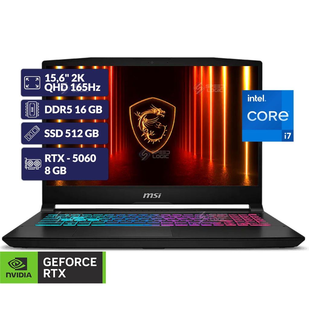 [SPE-52394] MSI KATANA 15 HX B14WFK-1037XCO/CORE i7 14650HX+16GB D5+NVMe 512GB+8GB RTX-5060+15,6" 2K QHD 165Hz+MORRAL 2 AÃOS GTIA