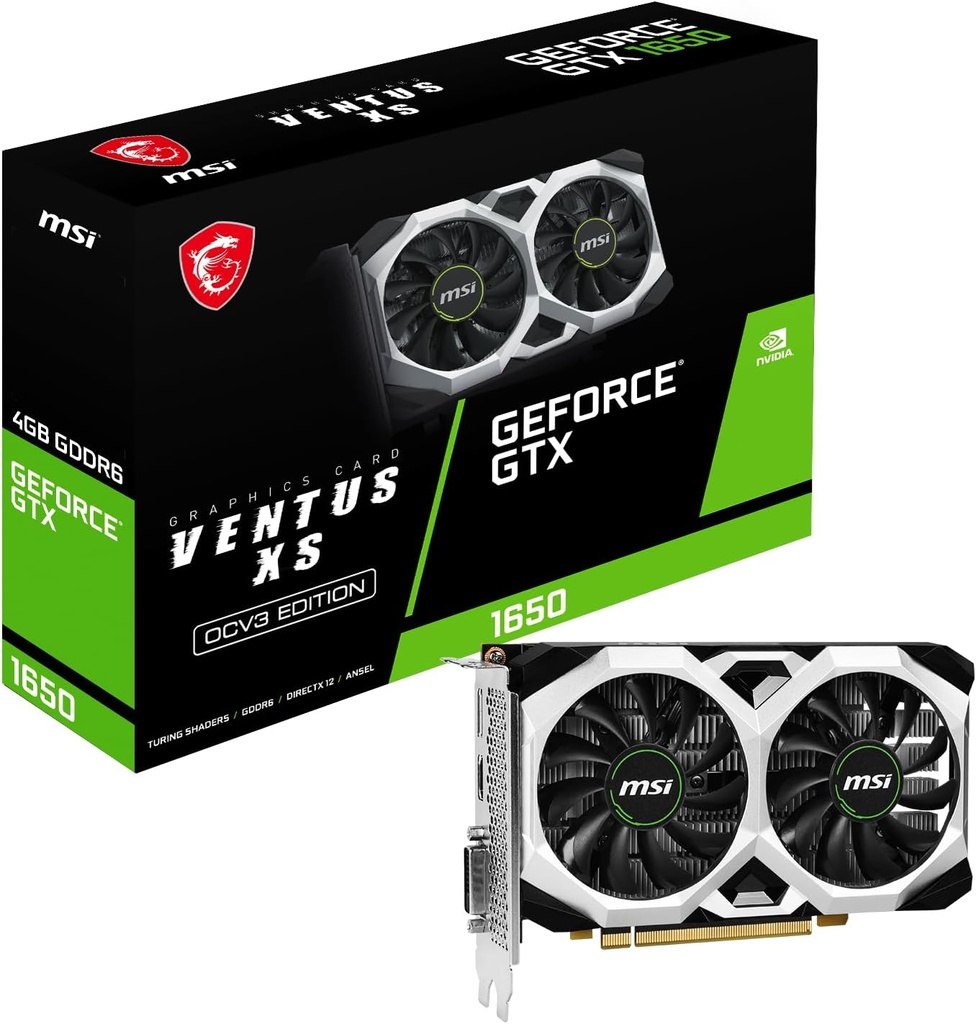 [A20501] TARJETA DE VIDEO MSI Gaming GeForce GTX 1650 HDMI/DP/DVI 4GB GDRR6 D6 Ventus XS OCV3