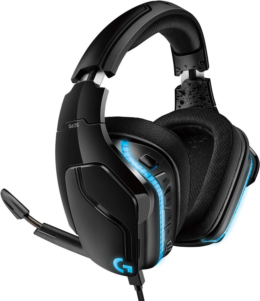 Audífonos gamer Logitech G Series G635 negro con luz rgb LED