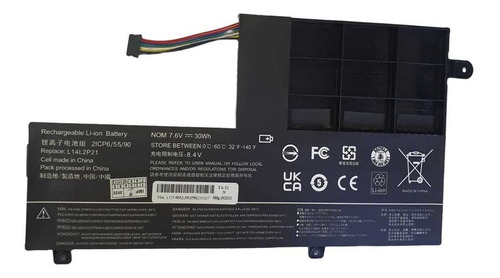 BATERIA PORTATIL LENOVO YOGA L14L2P21 L14M2P21 500-14ISK S41-70 S41-75  S41-70AM-IFI S41-35 2ICP6/54/90  7.6V 30Wh