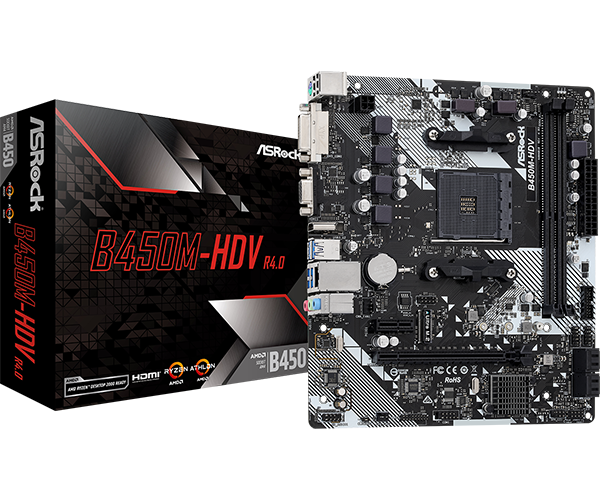 [ASB450HD] BOARD ASROCK B450M-HDV R4.0 AMD AM4 HDMI DDR4