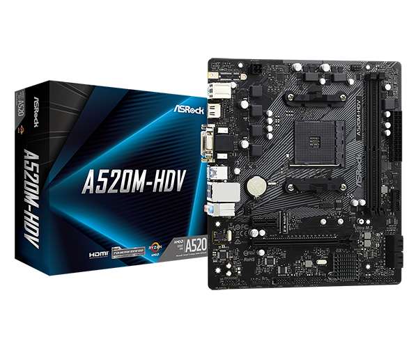 Board A520M-HDV Asrock Ryzen AM4 NVMe SSD Ready