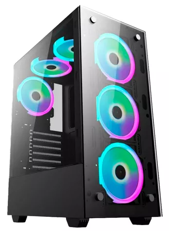 CHASIS GAMER ATX 4 COOLERS RGB NICOLS VIDRIO REF 8012