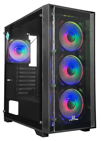 Chasis Gamer Pc Argb Atx Con Controlador + 4 Cooler