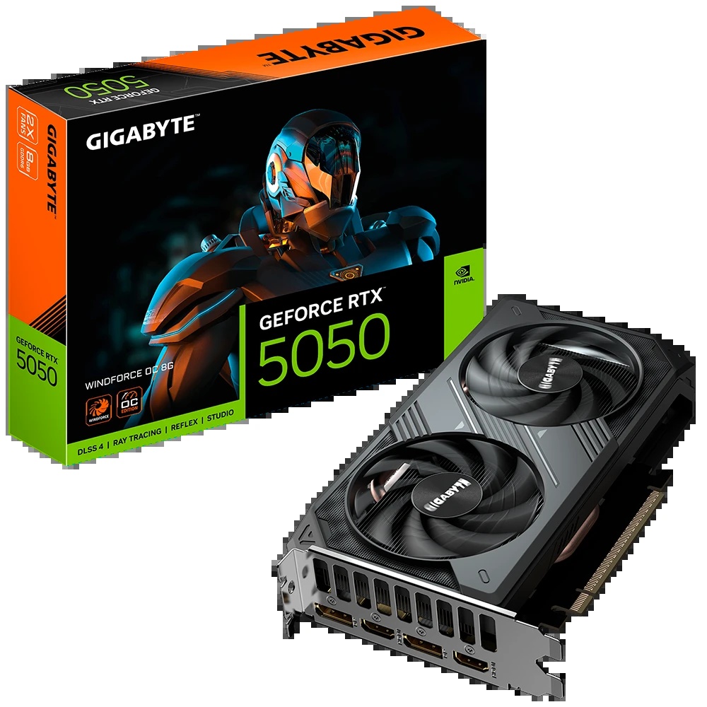 TARJETA VIDEO GIGABYTE RTX 5050 WINDFORCE OC 8GB 128 bits GDDR6 MODELO: GV-N5050WF2OC-8GD