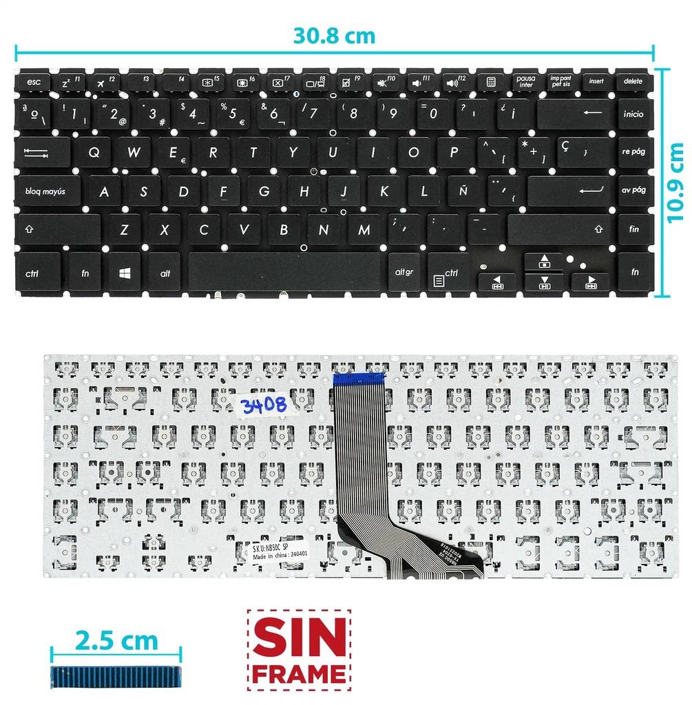 [A05344] TECLADO ASUS P1440 P1440F P1440FA P1440UF P1440U P1440UA