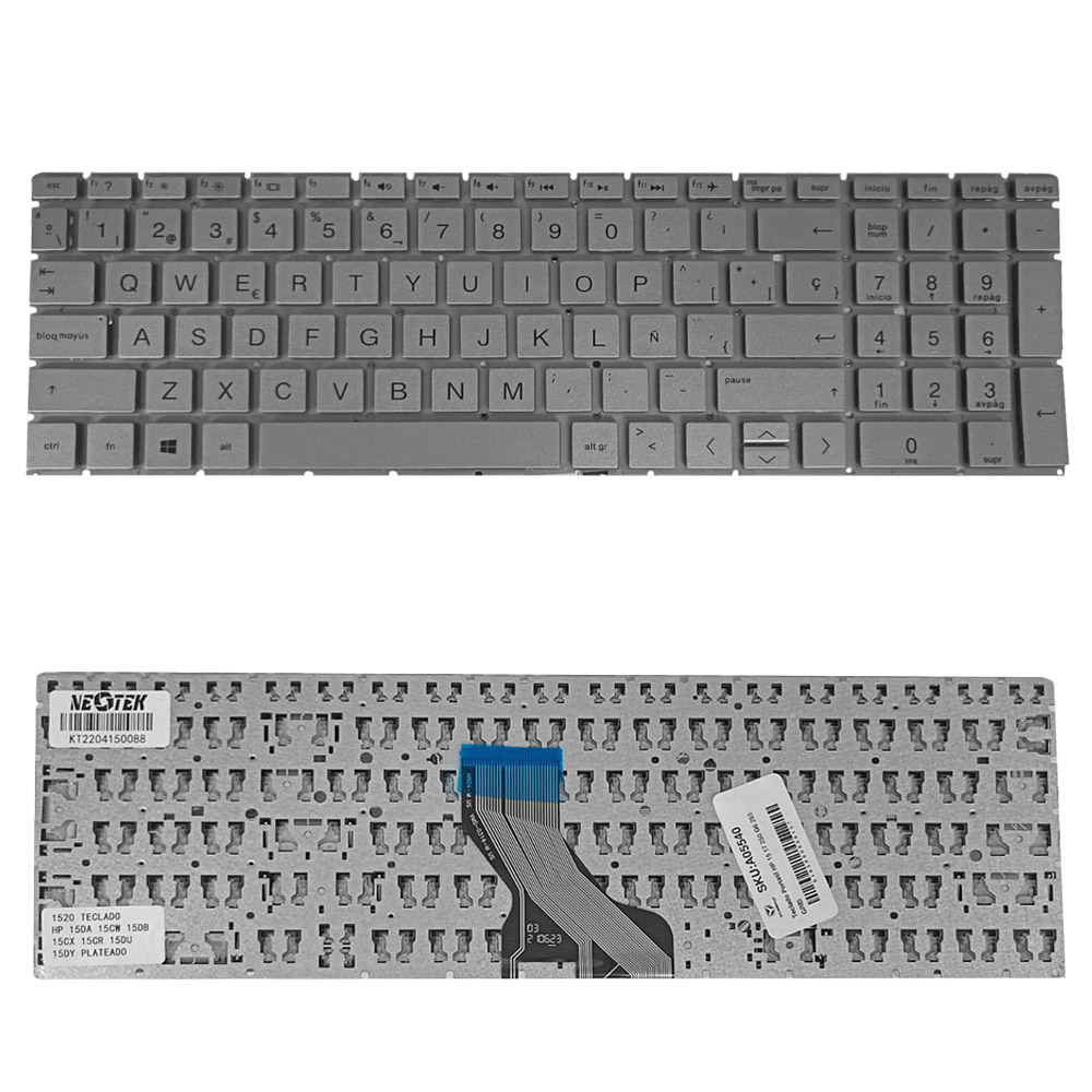 Teclado Portatil Hp 15-DA 15-CW 15-DB 15-CC 15-CB 15-DY 15-CD 15-CR 15-BR 15-DQ 15M-DR PLATEADO