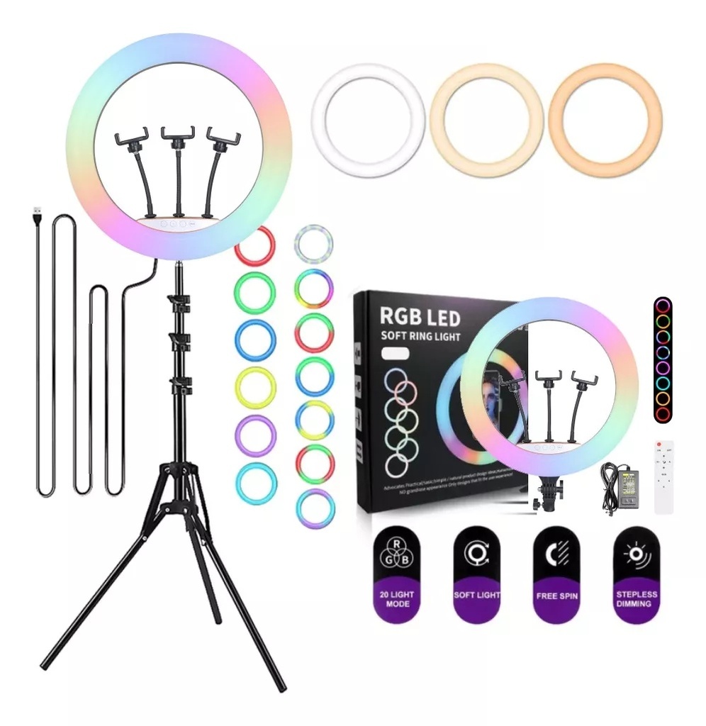 Aro De Luz 45 Cm Rgb Led Trípode Profesional con Control Remoto