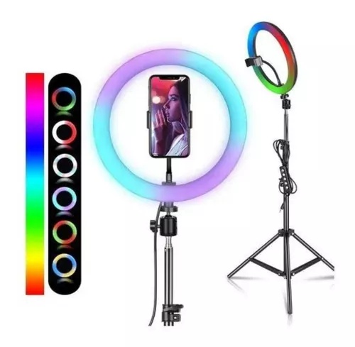 [ARO2] Aro De Luz Rgb Led Flash 33 Cm Fotografía Selfie + Trípode Color de la estructura Negro 5