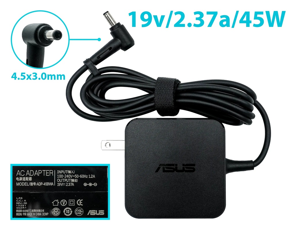 [A09317] CARGADOR ASUS VIVOBOOK 19V 2.37 4.5*3.0MM TIPO ORIGINAL