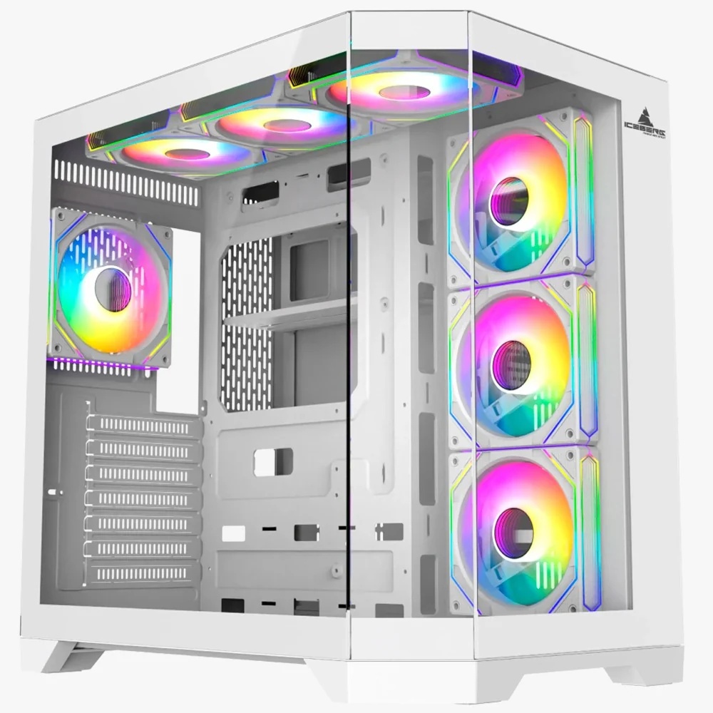 CHASIS ICEBERG CRISTAL EDGE GAMING CASE BLANCO RGB  FAN 7