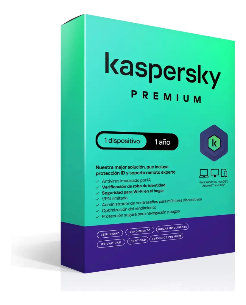 Licencia Antivirus Kaspersky Premium 1 Dispositivo 1 Año