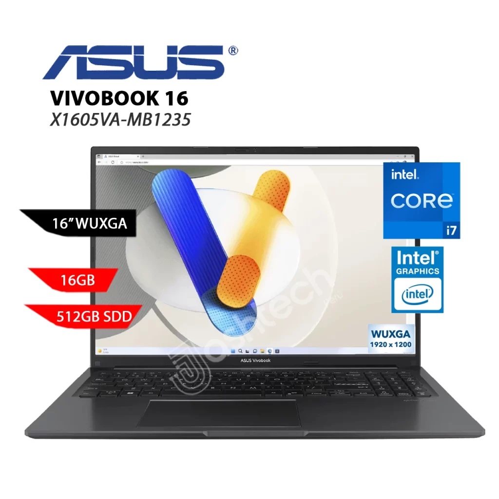 PORTATIL ASUS X1605VA-MB1235 INTEL CORE I7 13620H RAM 16GB NVME 512GB 16 PULG COLOR INDIE BLACK