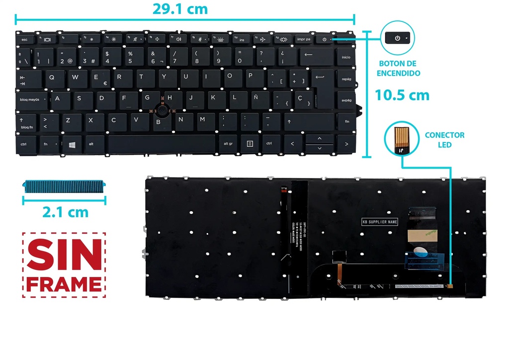 [A05578] TECLADO HP 840 G7 840 G8 745 G7 745 G8 BOTON POWER /BLACK/BACKLIT