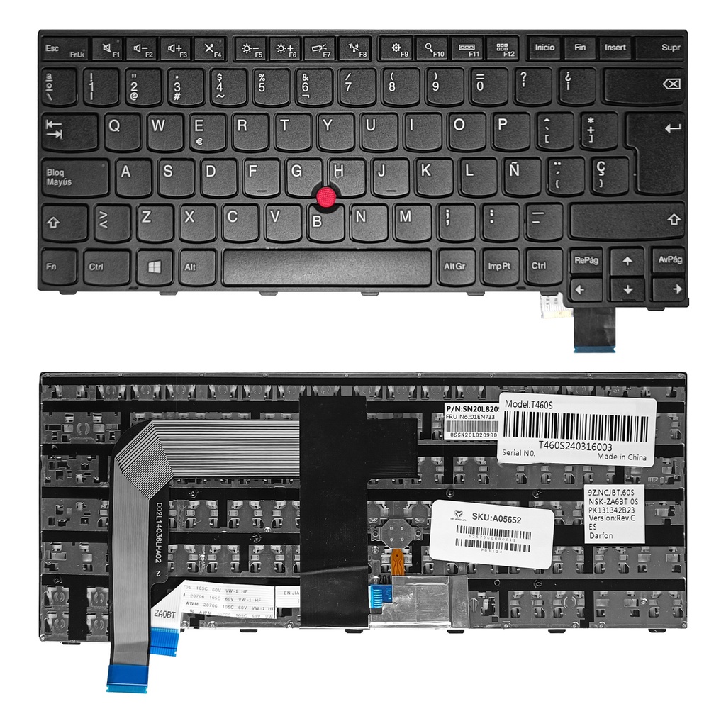 [A05652] TECLADO LENOVO THINKPAD T460S T470S Negro Español