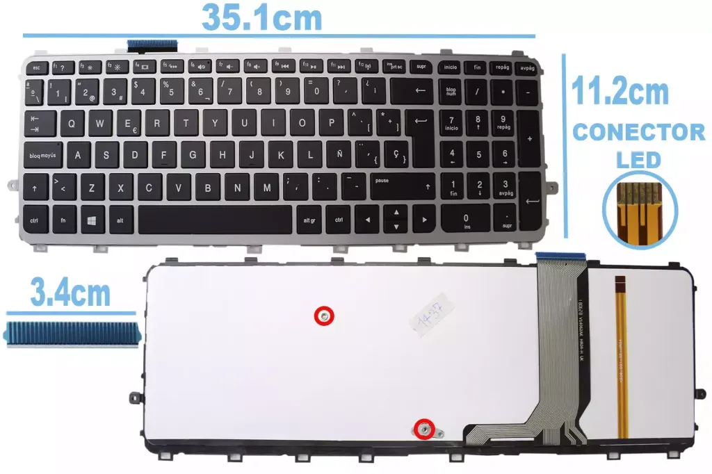 [A05514] TECLADO PORTATIL HP ENVY 15-J / 17-J 15-Q400, 15T-Q400, M6-N100 ESPAÑOL RETRO-ILUMINADO