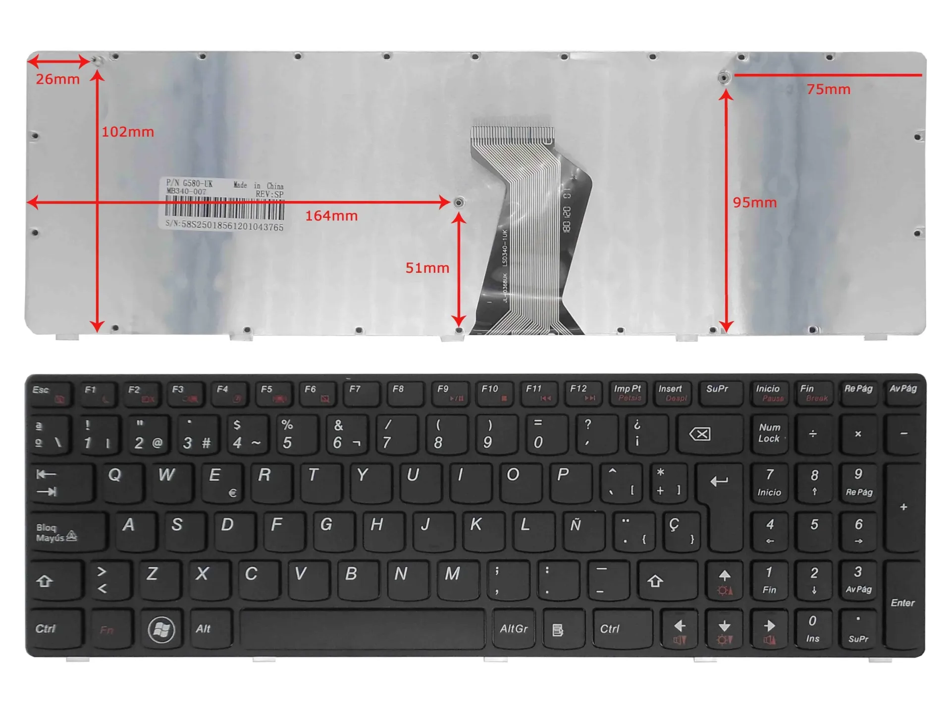 TECLADO LENOVO G580 G585 Z580 P580 P585 N580 N581 N585 V580