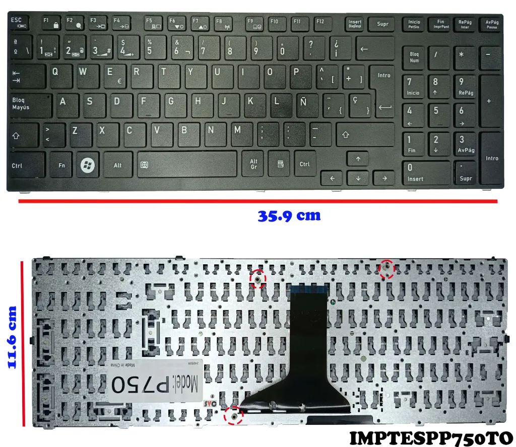 TECLADO TOSHIBA P750d P755 P755d P750 P770 P775