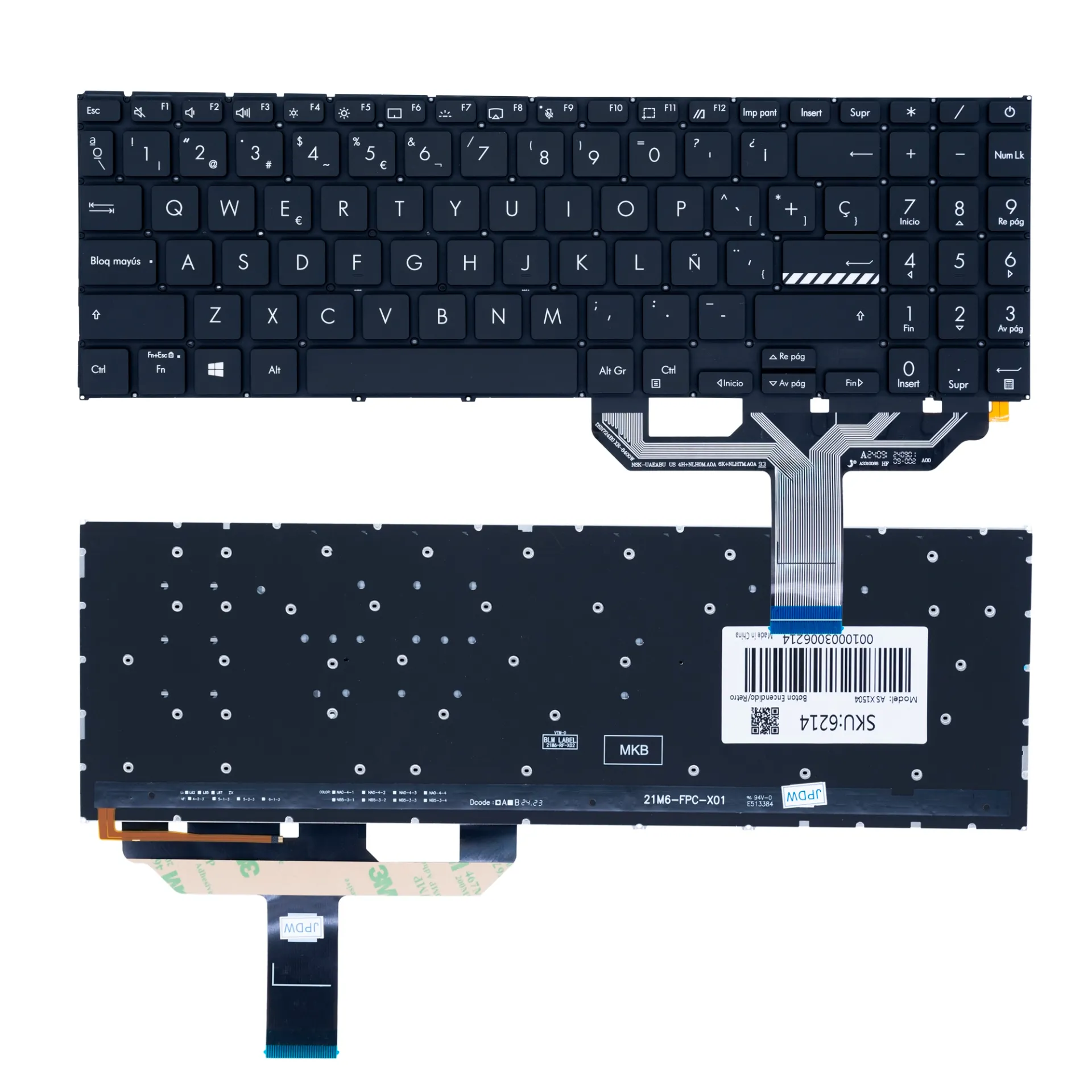 TECLADO ASUS VIVOBOOK X1504 X1504ZA X1504VA X1504Z X1504V F1504 F1504VA X1502 M1502 X1503 M1503MQ RETROILUMINADO