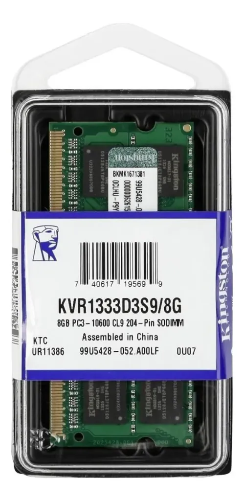 [A14444] RAM PORTATIL DDR3 8GB 12800 Mhz 1.5V KINGSTON