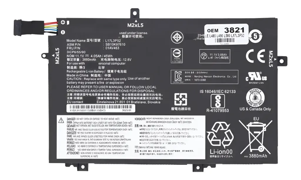 Batería Para Portátil Lenovo L17c3p52, Lenovo ThinkPad L14 L15, L480, L490, L580, L590