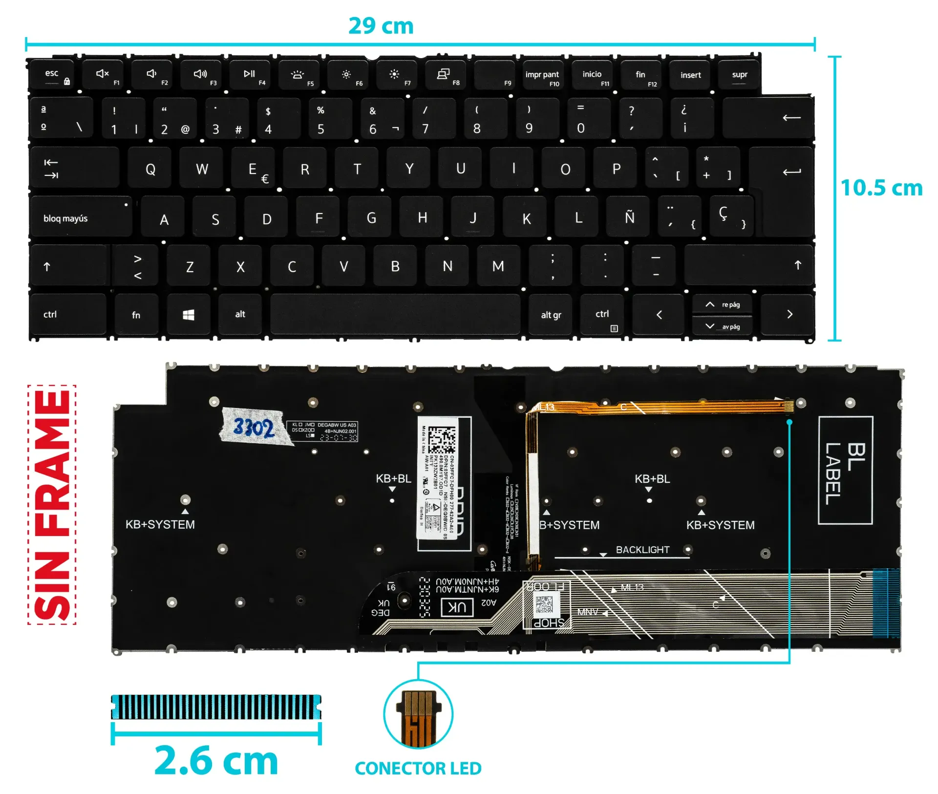 Teclado Dell Latitude 3420 3430 3320 5310 3330 5418 P144g VOSTRO 5310 5410 5415 5320 3400 3401 3402 P130g  e3410 3311 3301 3410 E3301 P114g RETRO
