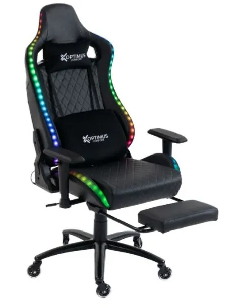 SILLA GAMER BLACK ULTIMATE LUCES RGB REPOSAPIES RUEDAS EN SILICONA