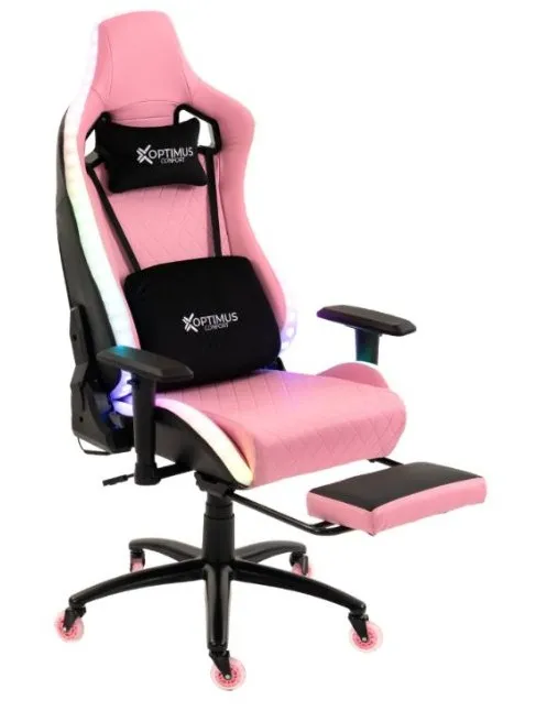 [SLLP1] SILLA GAMER PINK ULTIMATE LUCES RGB REPOSAPIES RUEDAS EN SILICONA