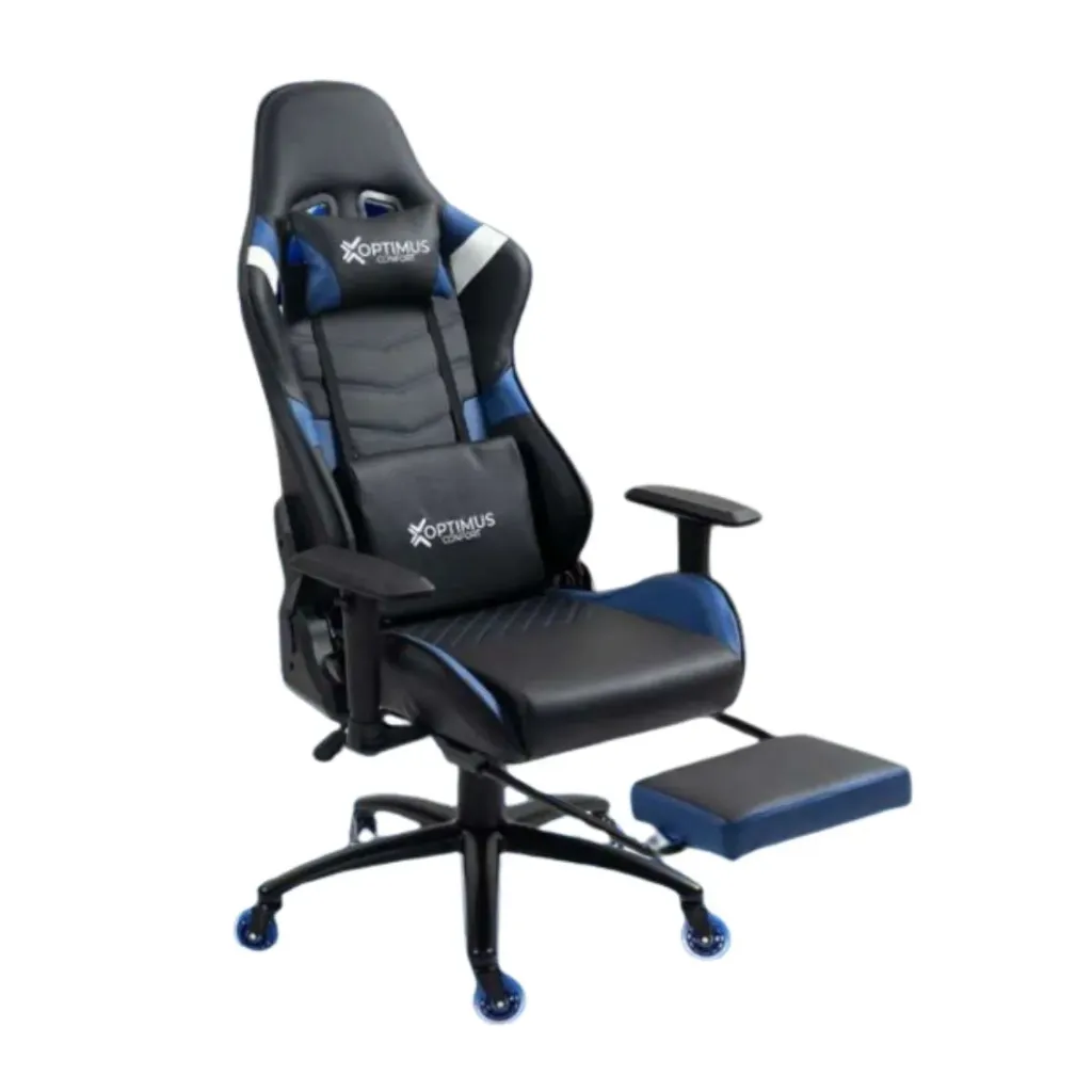 SILLA GAMER BLUE MODELO DX-1127F  REPOSAPIES RUEDAS EN SILICONA
