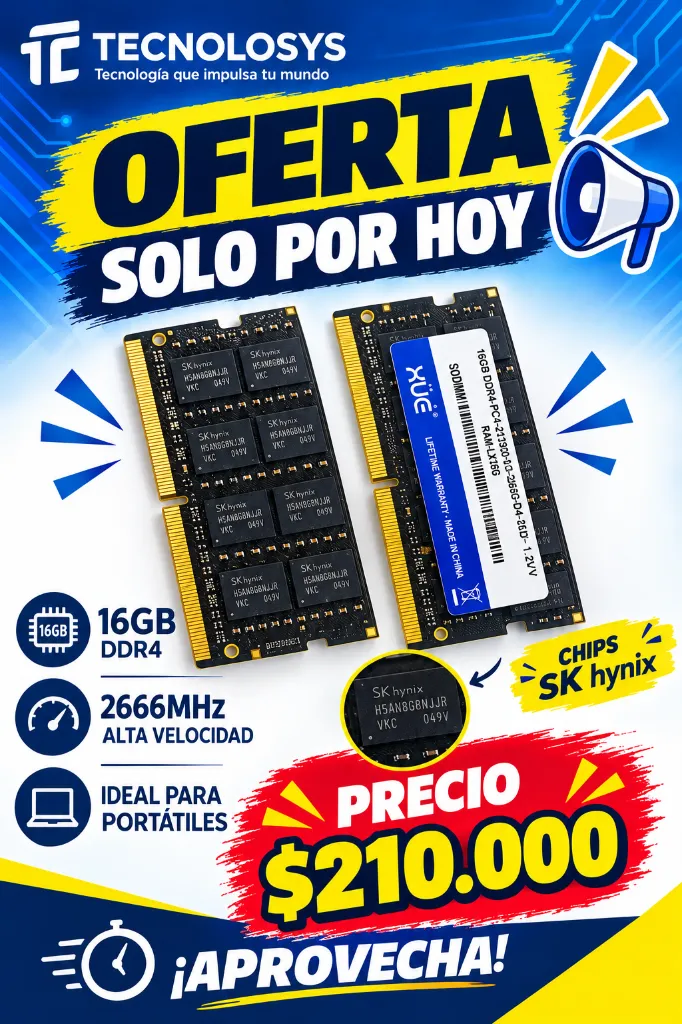 RAM PORTATIL DDR4 16GB 2666 MHZ XUE (OPEN BOX) CHIPS SK HYNIX