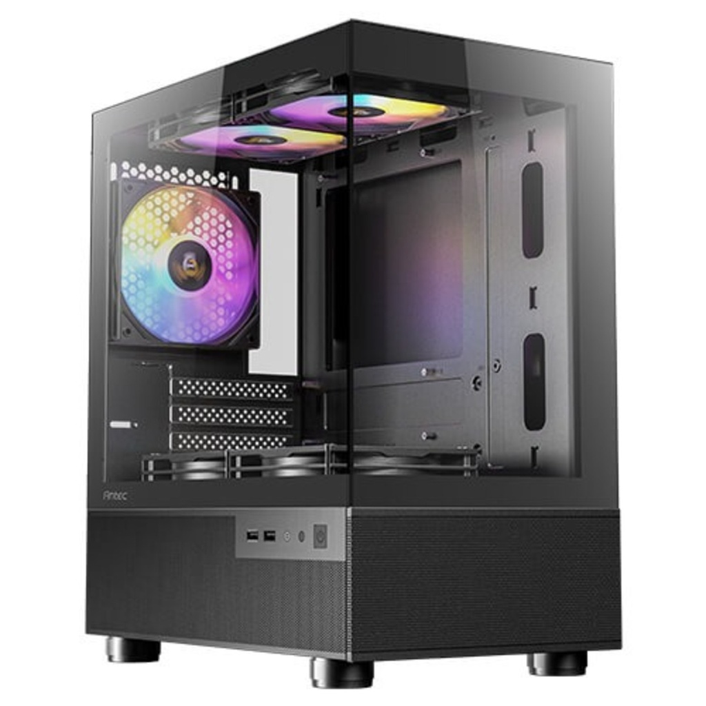 CAJA ANTEC VCX100M ELITE VIDRIO TEMPLADO + 5 RGB FIJO