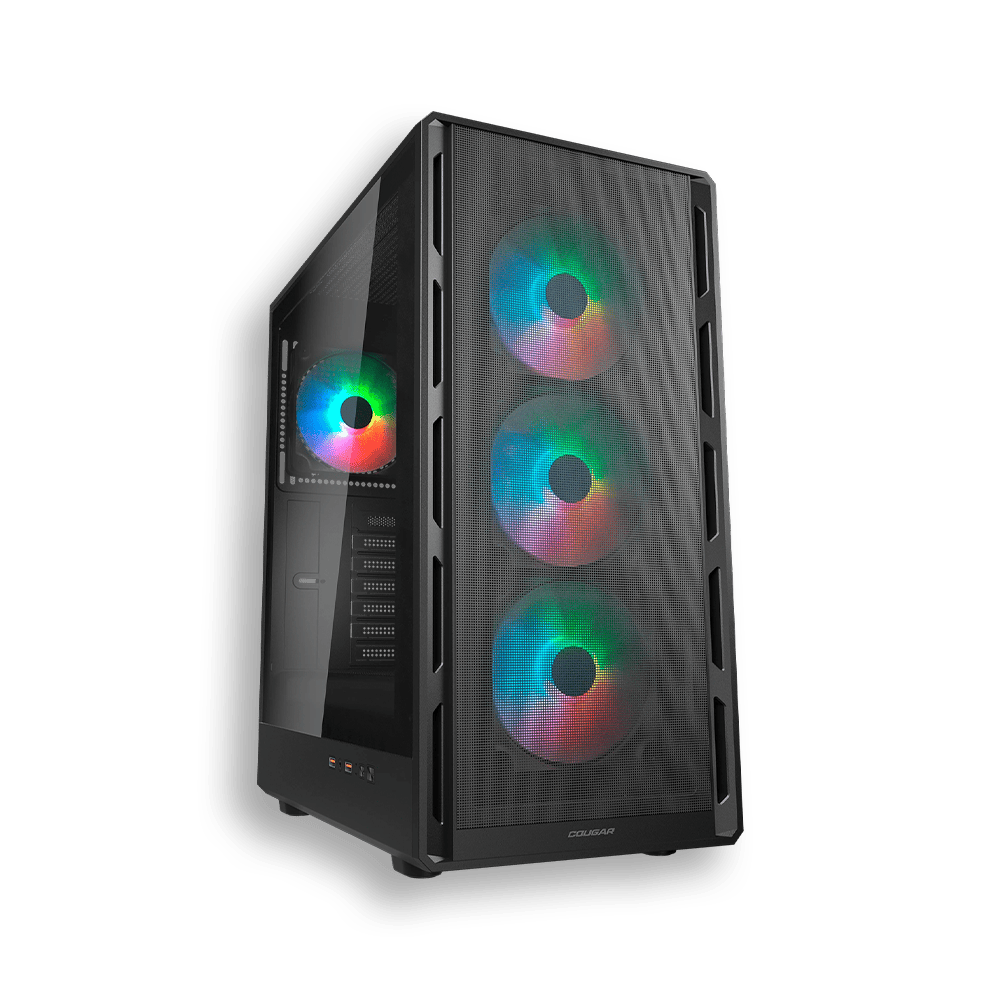 CAJA COUGAR AIRFACE PURE VID. TEMP. + 4 RGB FIJO NEGRA