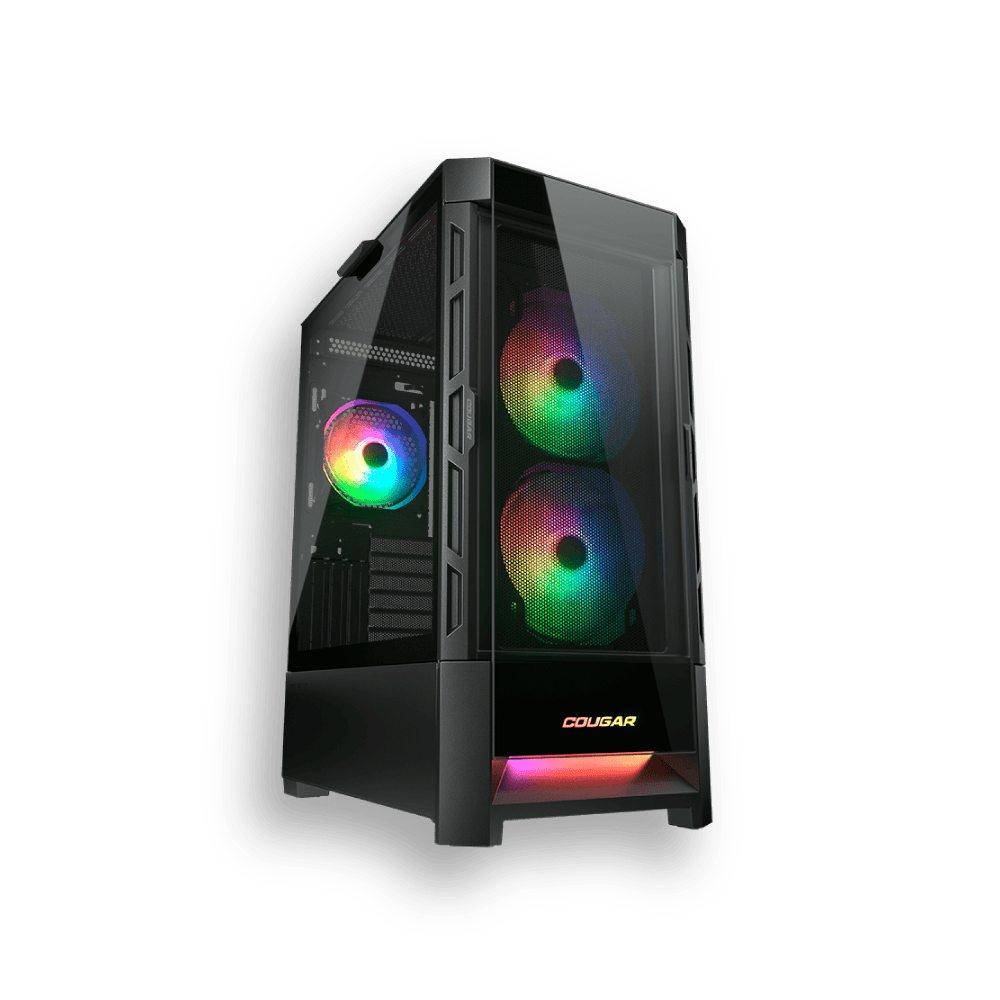 [SPE-16393] CAJA COUGAR DUOFACE VIDRIO TEMPLADO + 3 RGB NEGRA