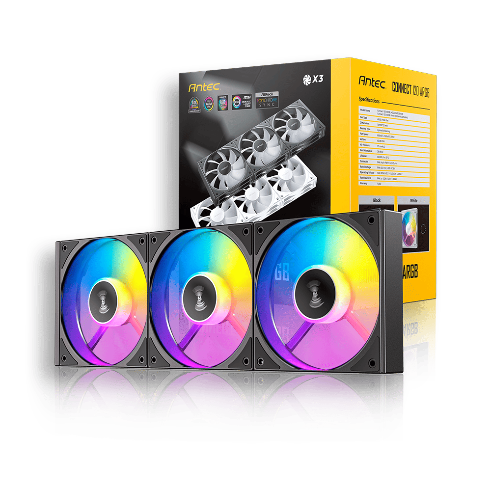 [SPE-26124] KITx3 VENTILADOR X3 ANTEC CONNECT 120 ARGB NEGRO