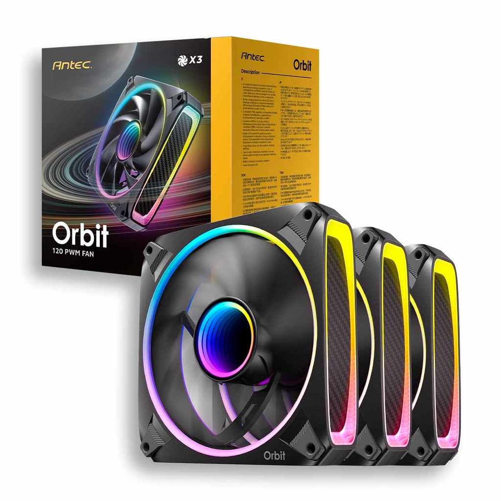 KITx3 VENTILADORES ANTEC ORBIT 120 ARGB