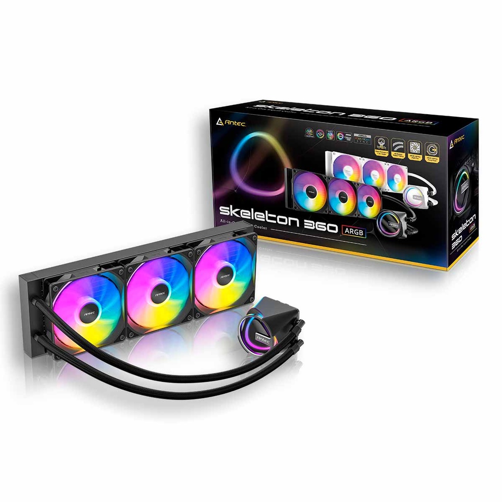 REFRIGERACION ANTEC SKELETON 360 ARGB NEGRA