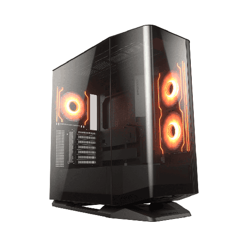 CAJA COUGAR FV270 VIDRIO TEMPLADO + 4 ARGB NEGRO+ BASE LUMINOSA