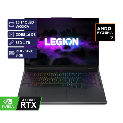 LENOVO LEGION 5 15AHP10/RYZ 7 260+16GB D5+NVMe 1TB+8GB RTX-5060+15,1" WQXGA OLED NEGRO