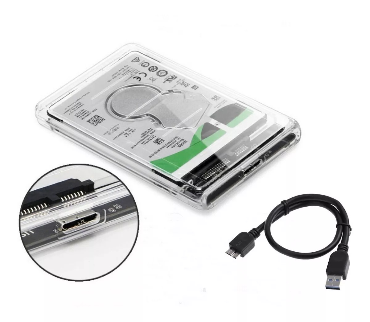 Caja Externa Disco Duro Externo Enclosure 2.5 Usb 3.0 Transparente