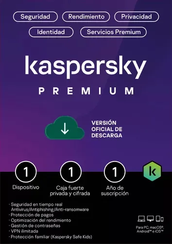 Licencia Antivirus Kaspersky Premium 1 Dispositivo 1 Año