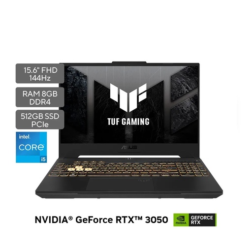 PORTATIL ASUS TUF FX507ZC4-HN056W INTEL CORE I5 12500H RAM 8GB NVME 512GB 15.6 PULG FHD 144HZ T.V RTX 3050  W 11 HOME
